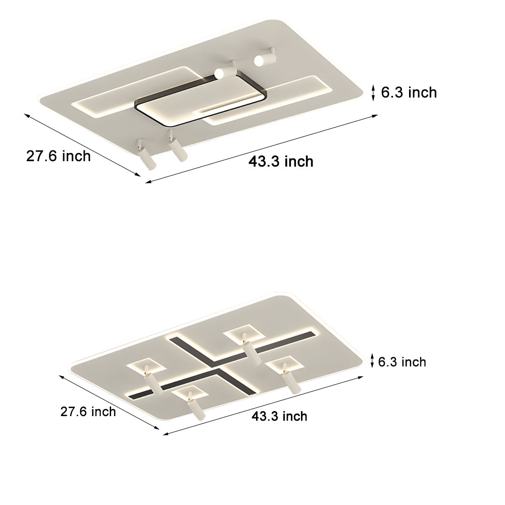 Ultra Thin Rectangular 3 Step Dimming Modern Ceiling Lights With Spotlights