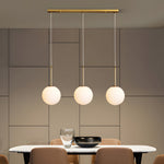 Modern 1 3 Light White Glass Globe Island Pendant Light In Gold Finish