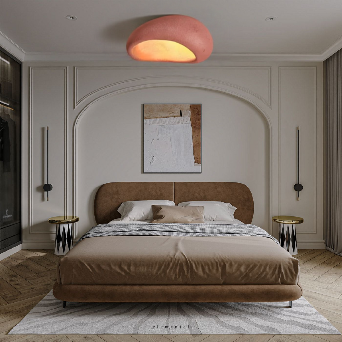Moon Shaped Flushmount Ceiling Light