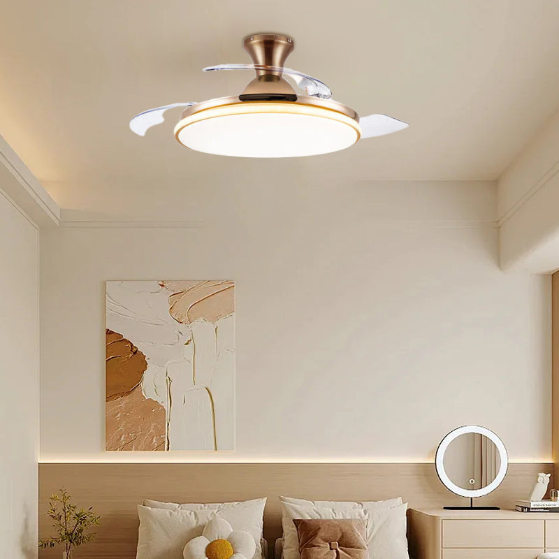 Sleek Flush Mount Ceiling Fan With Led Light