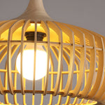Japanese Wood Cage 1 Light Pendant Light