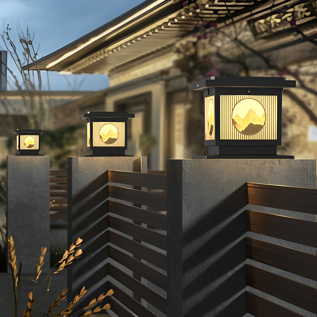Mountain Scenery Solar Post Caps Light Ha085041