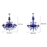 Retro Elegant Crystal Glass Candles Led 3 Step Dimming Blue Chandelier