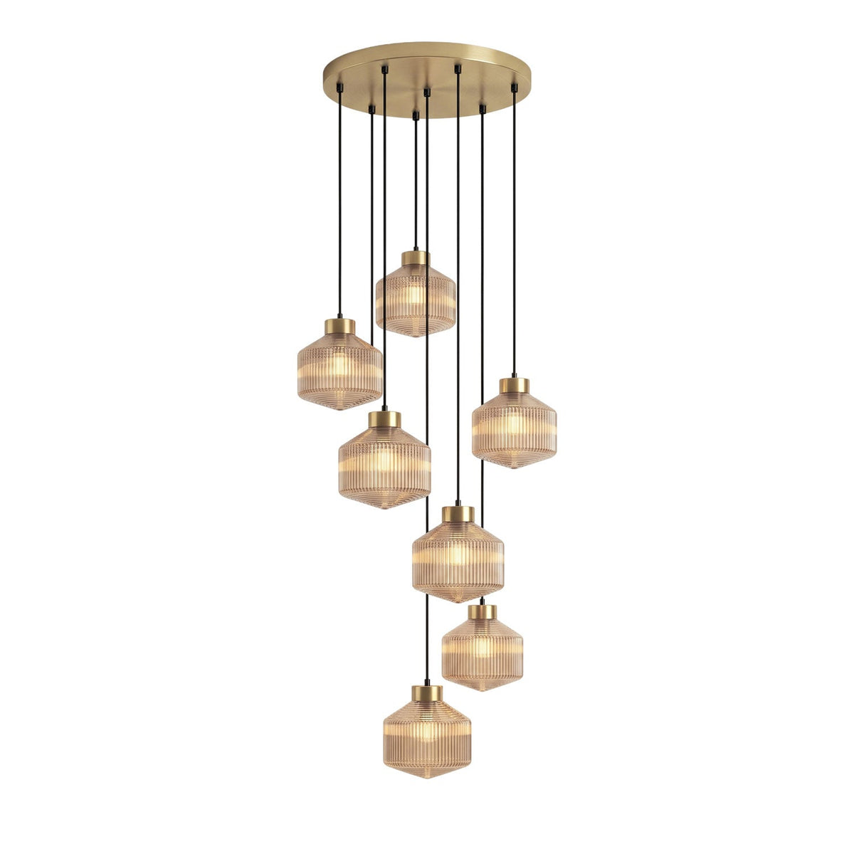 Art Glass Spinning Top Pendant Light in Gold for Dining & Living Spaces