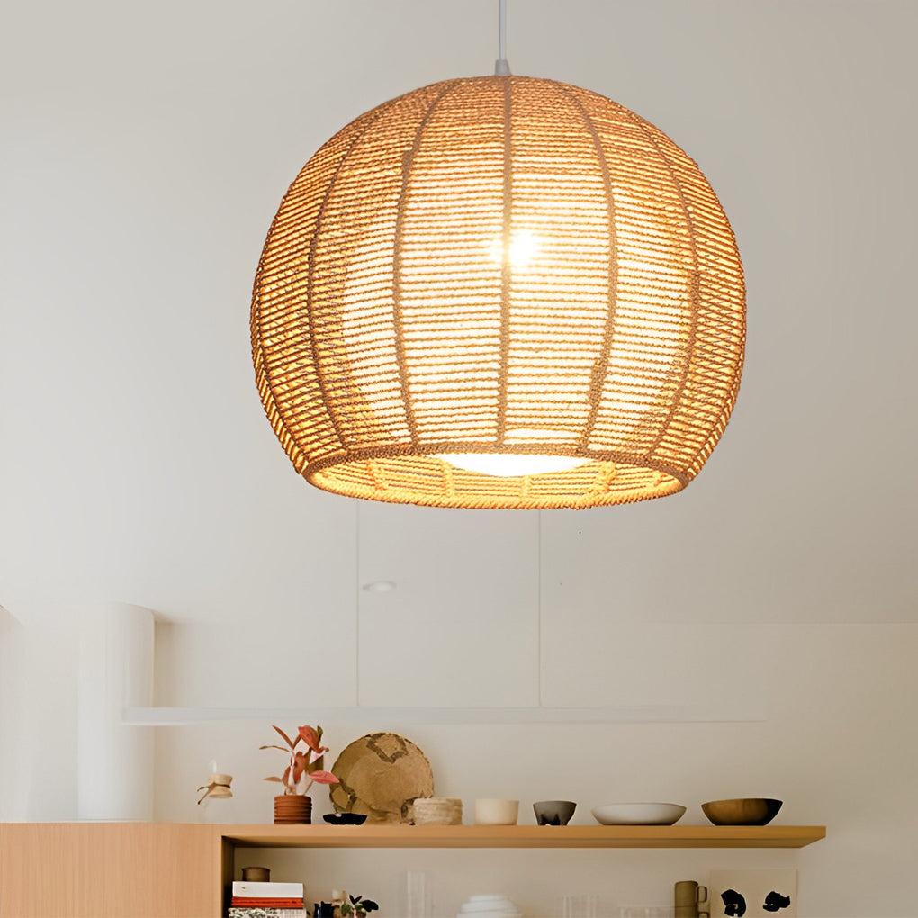 Rattan Rope Woven Lantern Led Pendant Light Li002203