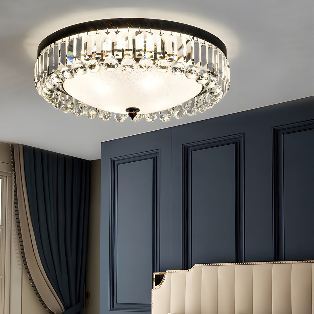 Round Crystal Led 3 Step Dimming Luxury American Style Ceiling Lights