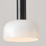 Modern Copper Tube 1 Light White Glass Bowl Pendant Light