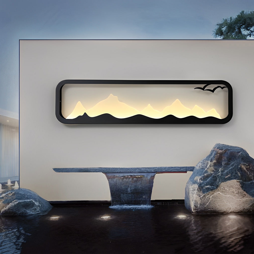 Rectangular Mountain Scenery Utdoor Wall Lamp Li002411