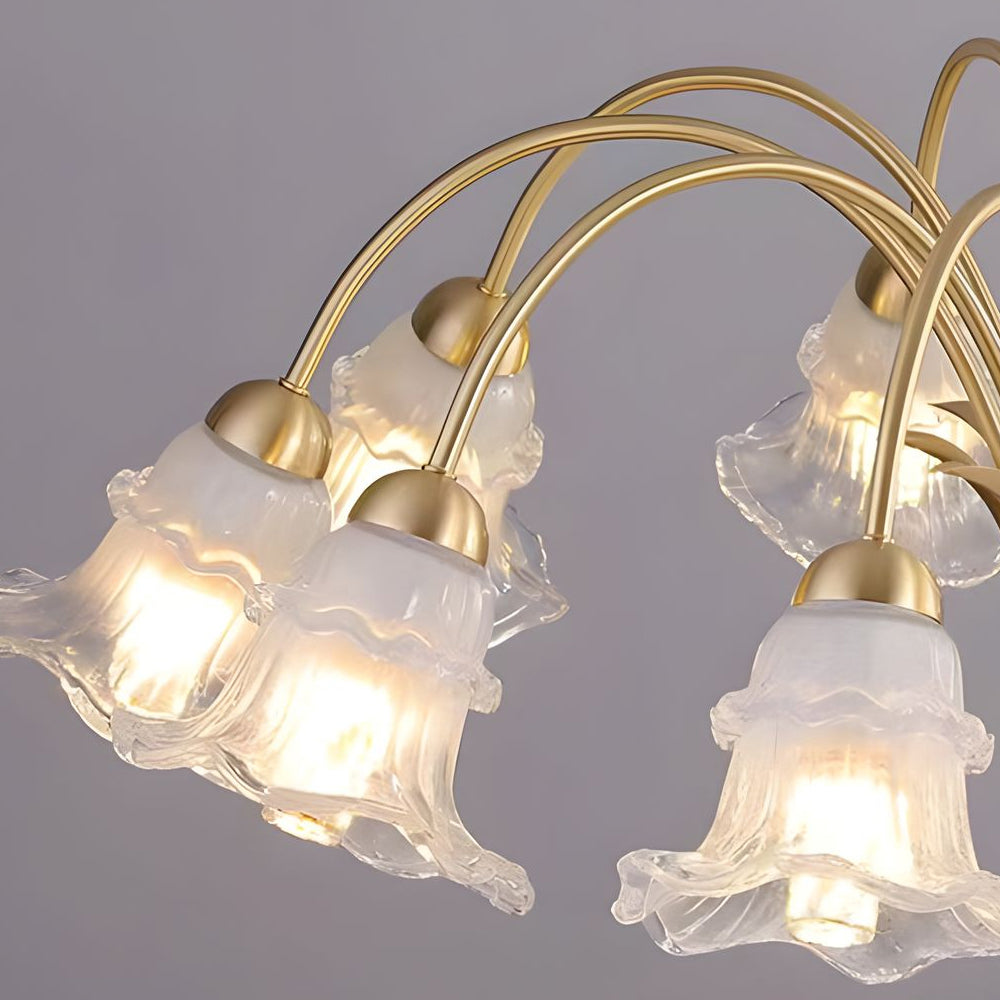 6 8 Light Glass Lily Chandelier French Pastoral Gold Fixture