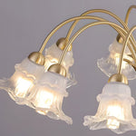 6 8 Light Glass Lily Chandelier French Pastoral Gold Fixture