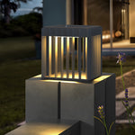 Black Square Pier Mount Outdoor Post Light Garden Wired Solar Pillar Light