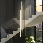 Modern Spiral Multi Strip Chandelier For Staircases
