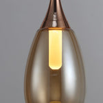 Modern 1 Light Led Teardrop Glass Pendant Light In Amber Smoke Gray