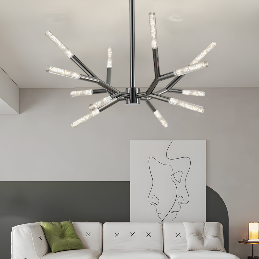 Unique Acrylic Branches Led Minimalist Lines Postmodern Chandelier Lamp