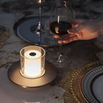 Modern Cordless Cylinder Candle Table Lamp With Dish Base
