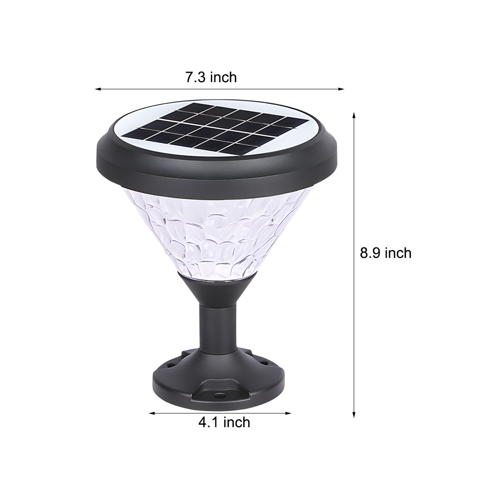 9 Inch High Black Round Led Solar Post Pier Light