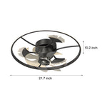 Round Ginkgo Leaves Decor 3 Step Dimming Modern Fans Ceiling With Lights