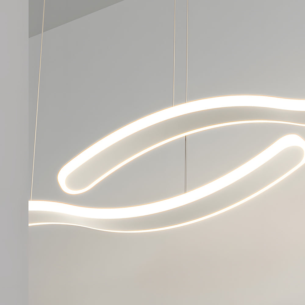2 Wavy Line Led Dining Room Pendant Light 3 Step Dimming