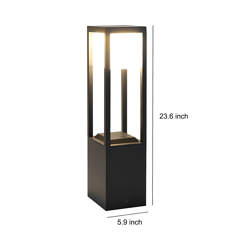 Modern Solar LED Bollard Lights in Black Aluminum for Pathways