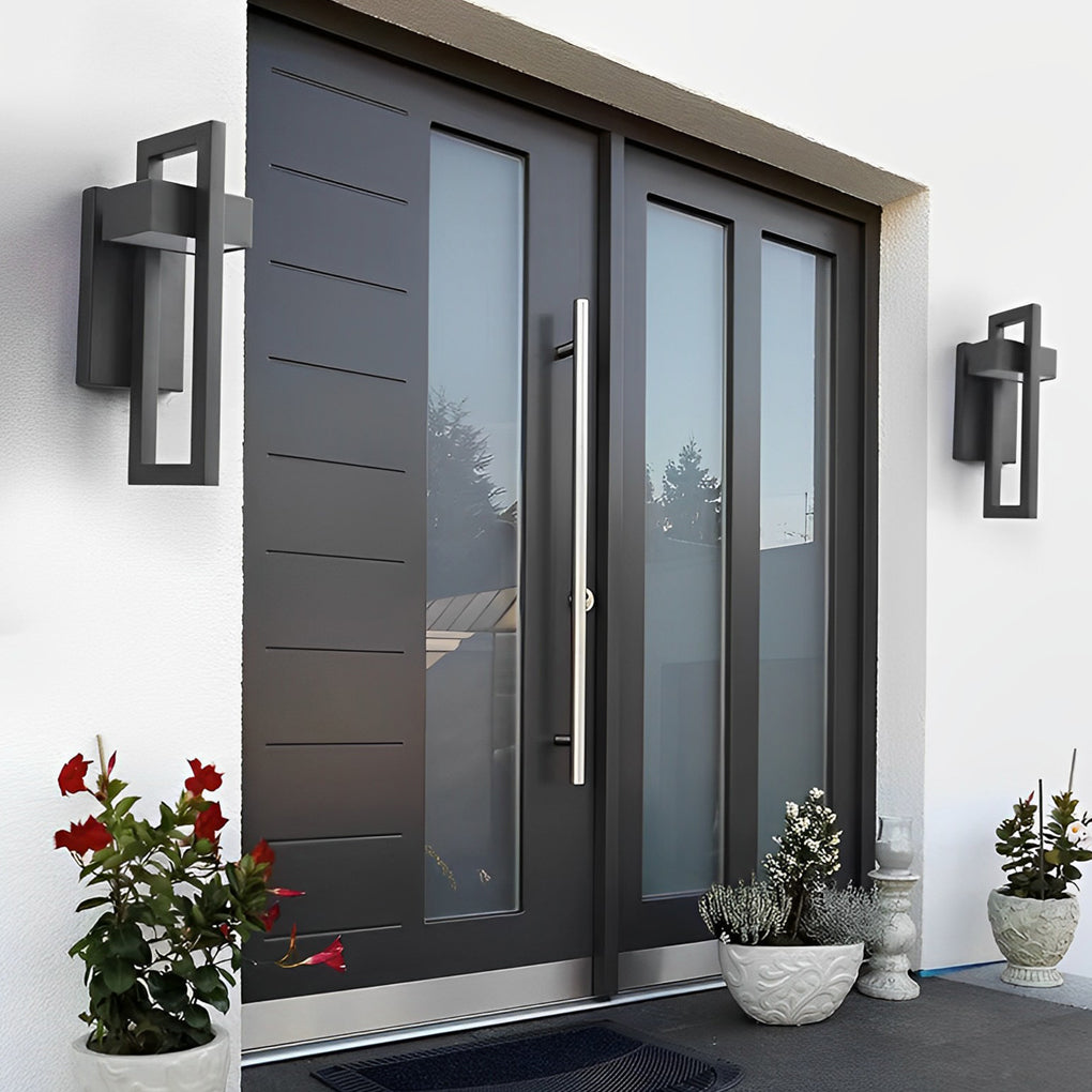 Rectangular Black Outdoor Wall Lamp Ha077342