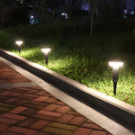 Modern Black Round Led Solar Outdoor Path Light With Stake Garden Bollard Light