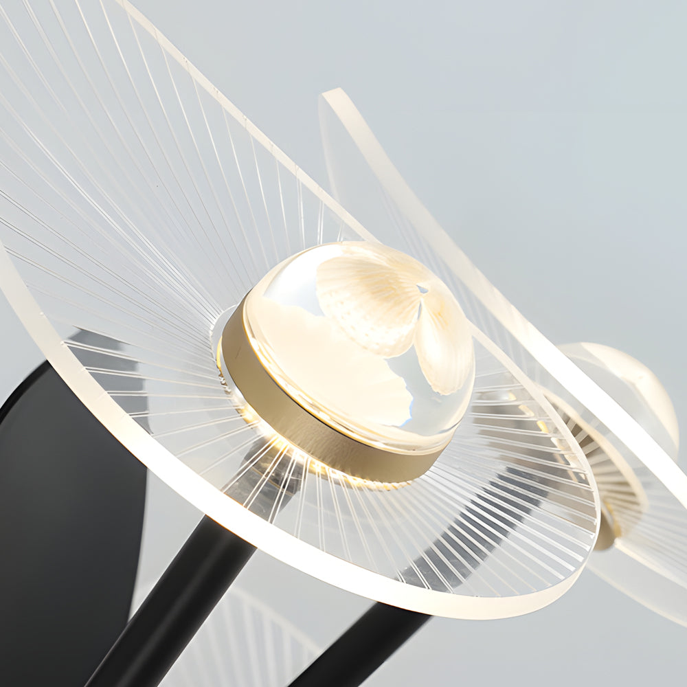 31 In Black Round Acrylic Ceiling Fan With Light And Remote 3 Blades