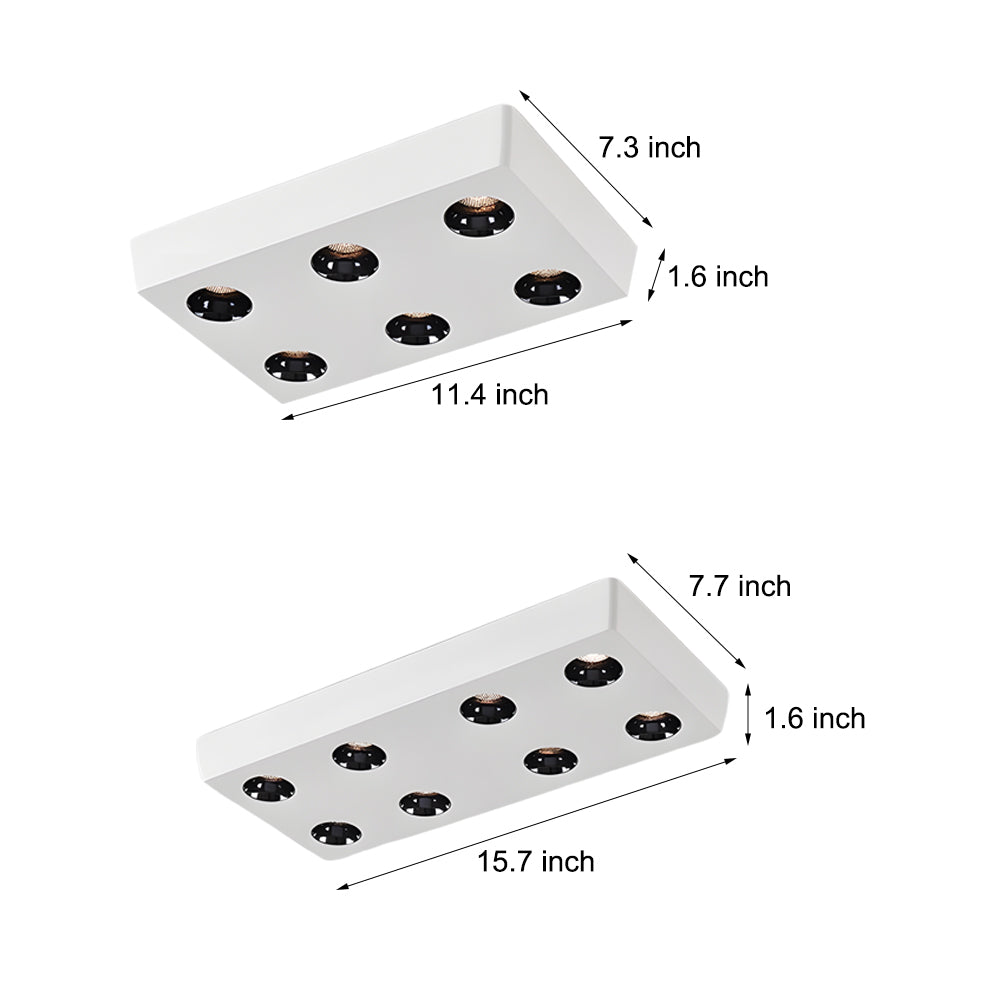 Peg Rectangular 6 8 Light White Led Flush Mount Light