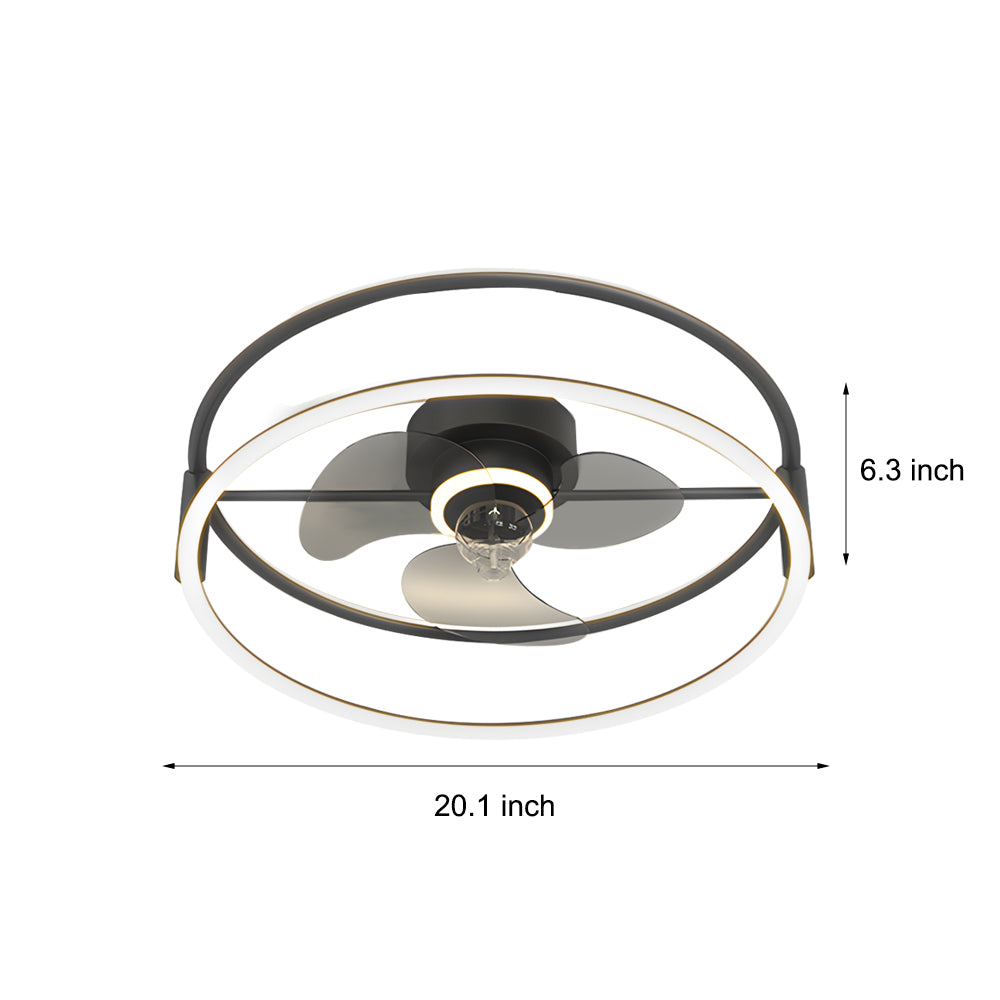Minimalist Ring Three Step Dimming Led Mute Modern Bladeless Ceiling Fan Lights