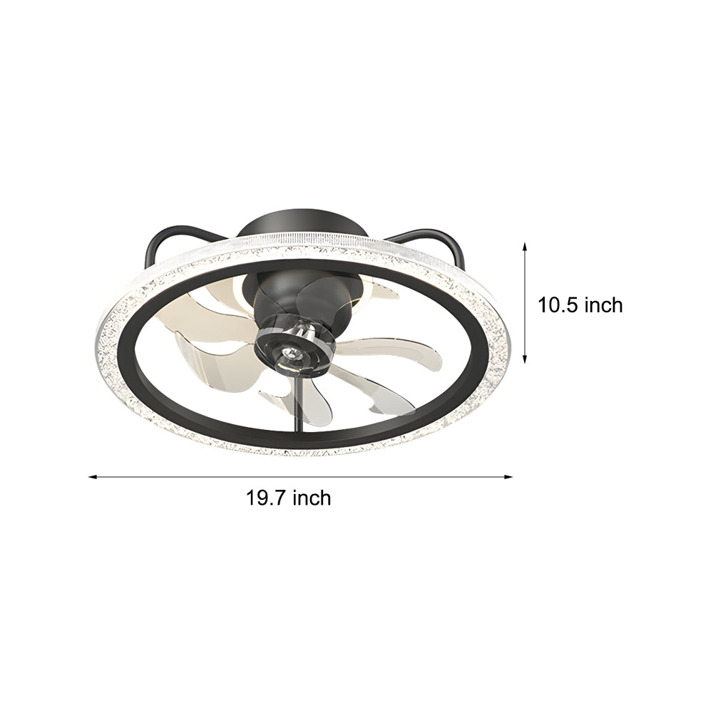 Creative 360 Shake Head Round 3 Step Dimming Modern Ceiling Fans With Light