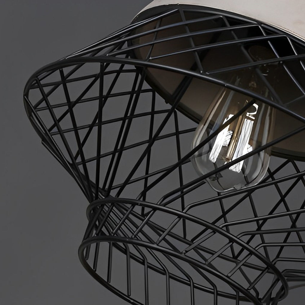 Cement Iron Cage Retro Pendant Light Li002289