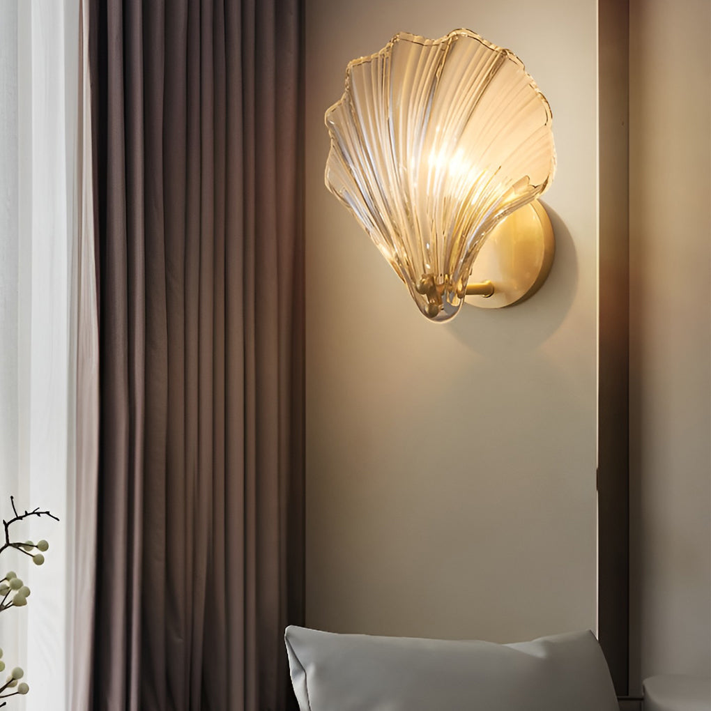 Creative Fan Shaped Glass Three Step Dimming Led Wall Sconce