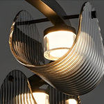 Round 6 8 10 Lights Curved Striped Glass Led Dimmable Nordic Chandelier Li002764