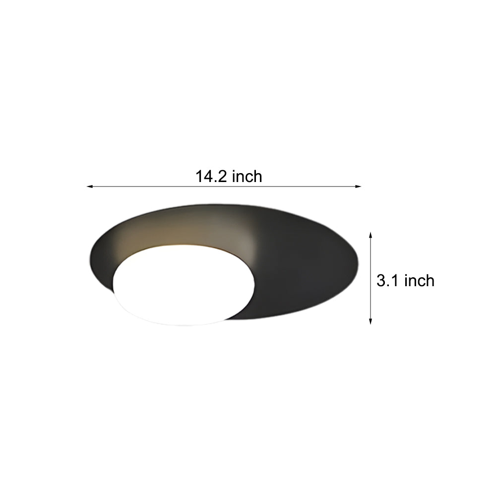 1 Light Led Oval Metal White Glass Flush Mount Ceiling Light