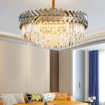 Modern Led Dimmable Dining Room Crystal Chandelier Round Rectangle