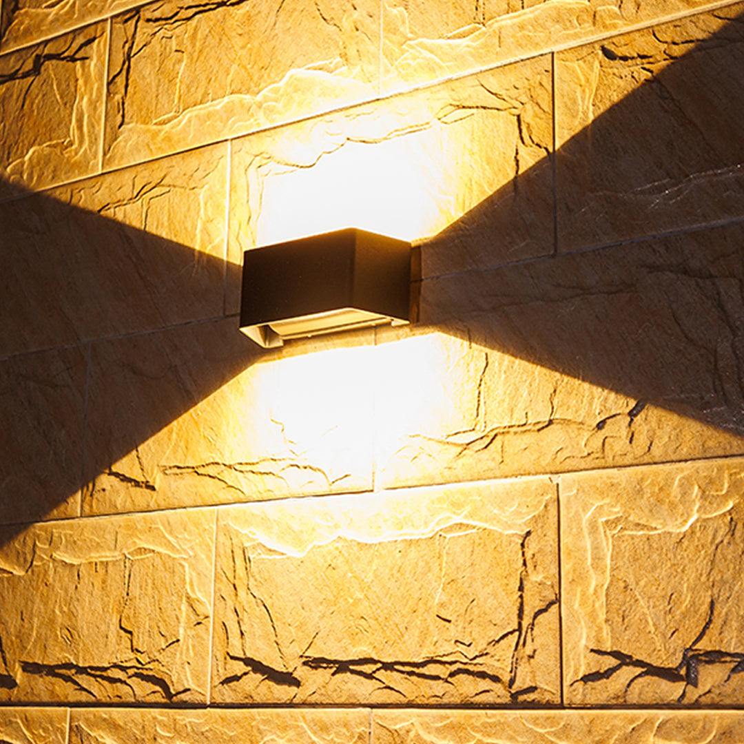Nordic Minimalist Outdoor Up and Down Wall Light in Black Aluminum
