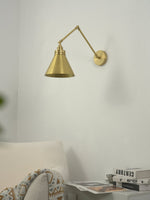 Edwin Swing Arm Wall Sconce in Brushed Brass – Adjustable Reading Light for Bedroom & Living Room
