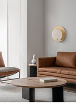 Lumen Alabaster Wall Sconce in Gold with White Alabaster Shade