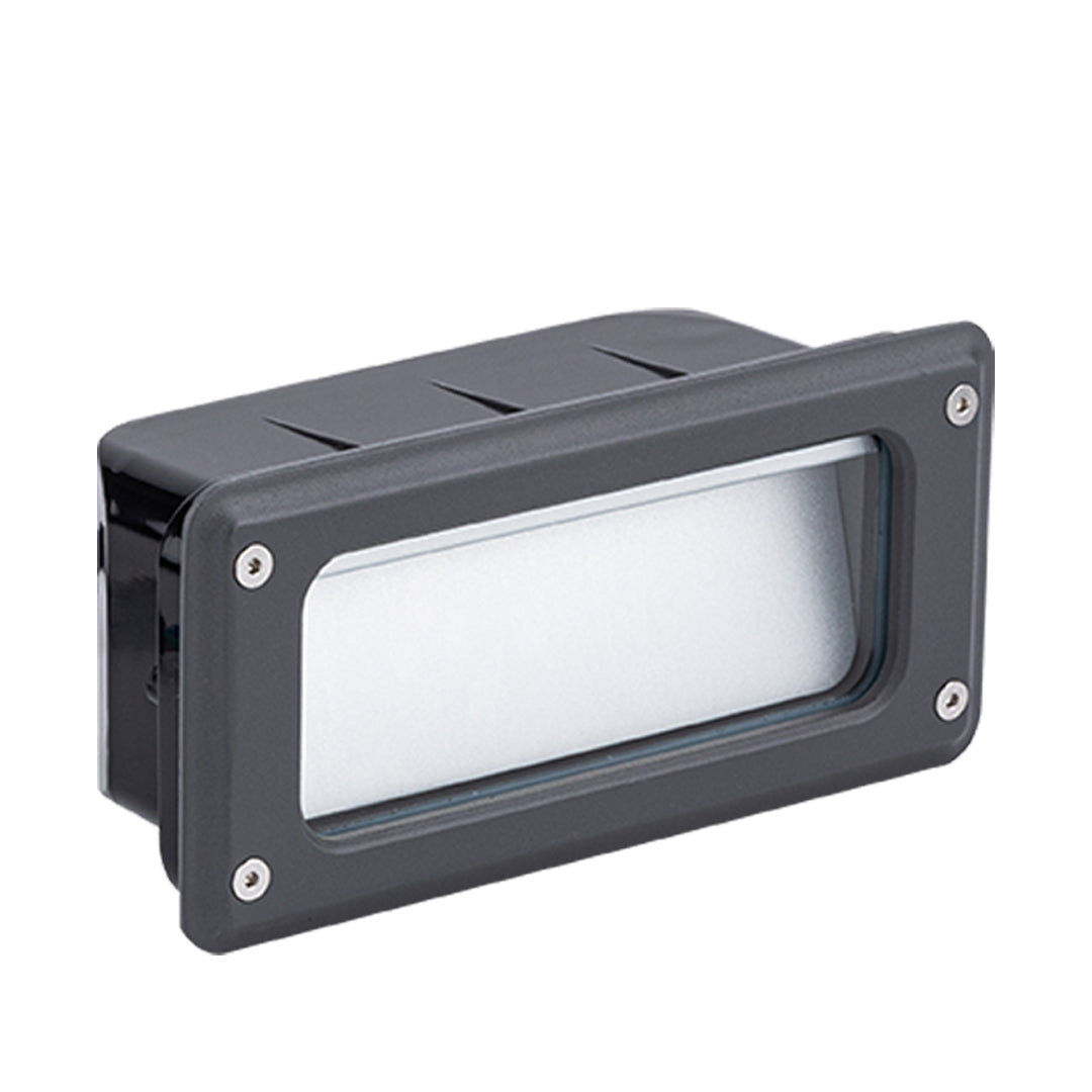 Recessed LED Step Light in Sand Gray Aluminum for Outdoor Stairs