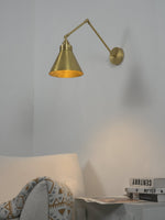 Edwin Swing Arm Wall Sconce in Brushed Brass – Adjustable Reading Light for Bedroom & Living Room