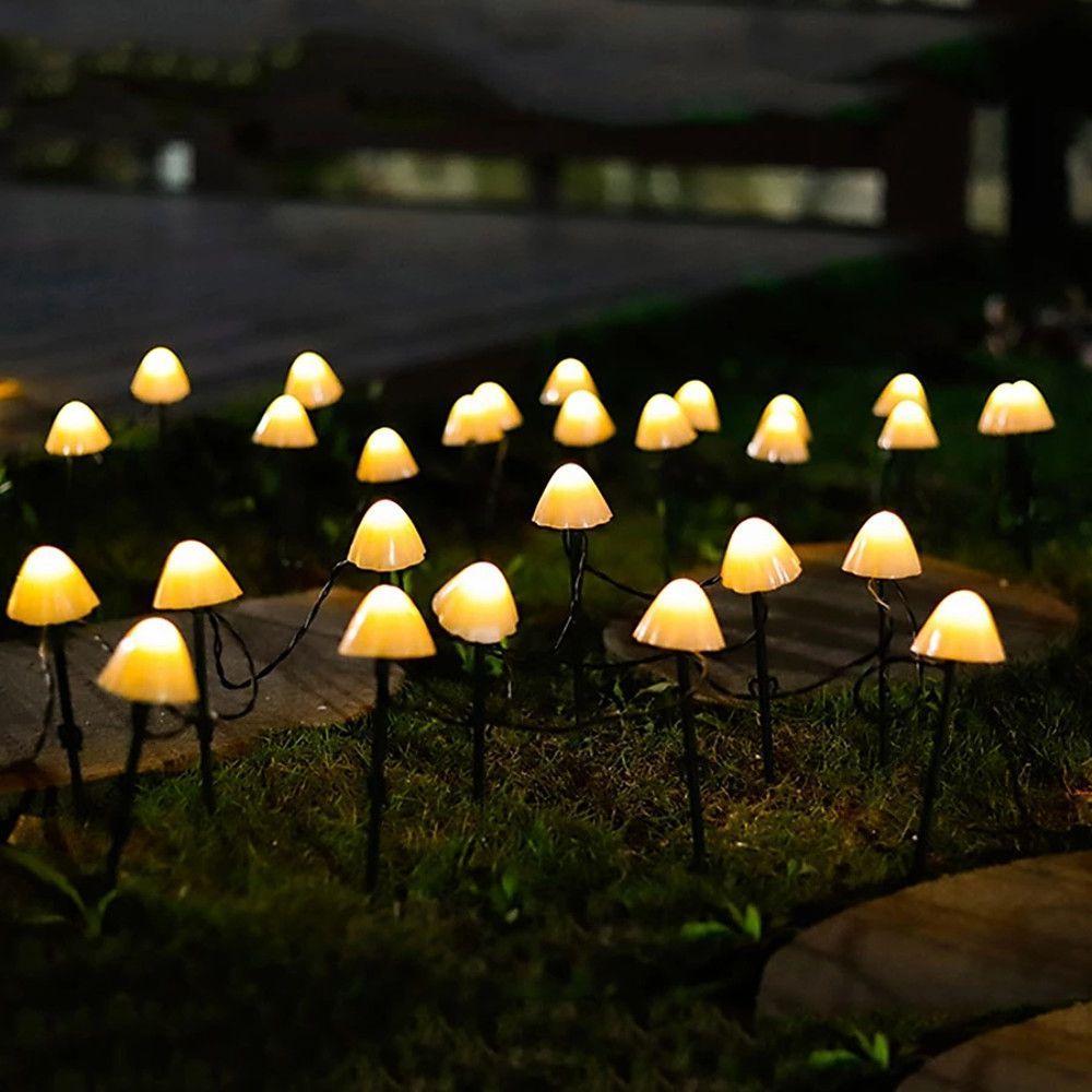 Outdoor Mini Mushroom Rgb Solar 16 40 Ft String Lights