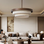 Auralyn Pendant Light – Sculptural Fabric Shade with Bronze Accents