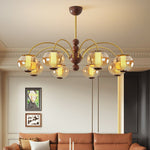 Solstice Bloom Chandelier — Amber Glass & Gold Modern Pendant Light