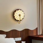 Elowen Fabric Wall Sconce — Modern Brass & Wood LED Wall Light