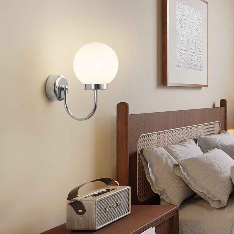 Clara Chrome Wall Sconce – Modern Minimalist Globe Light for Bedroom & Hallway