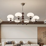 Elswyth Modern Wood and Opal Glass Chandelier for Dining Room and Living Room