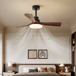 Nilo Ceiling Fan Light with LED, Modern Walnut Blades and Matte Black Finish