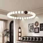 Celestial Bead Ring Chandelier – Modern LED Pendant for Dining and Living Spaces