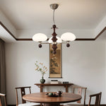 Elswyth Modern Wood and Opal Glass Chandelier for Dining Room and Living Room