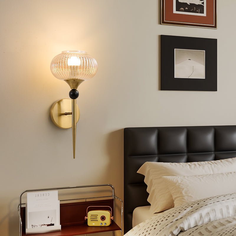 Isabelle Ribbed Glass Wall Sconce in Gold or Black