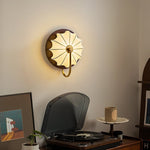 Elowen Fabric Wall Sconce — Modern Brass & Wood LED Wall Light